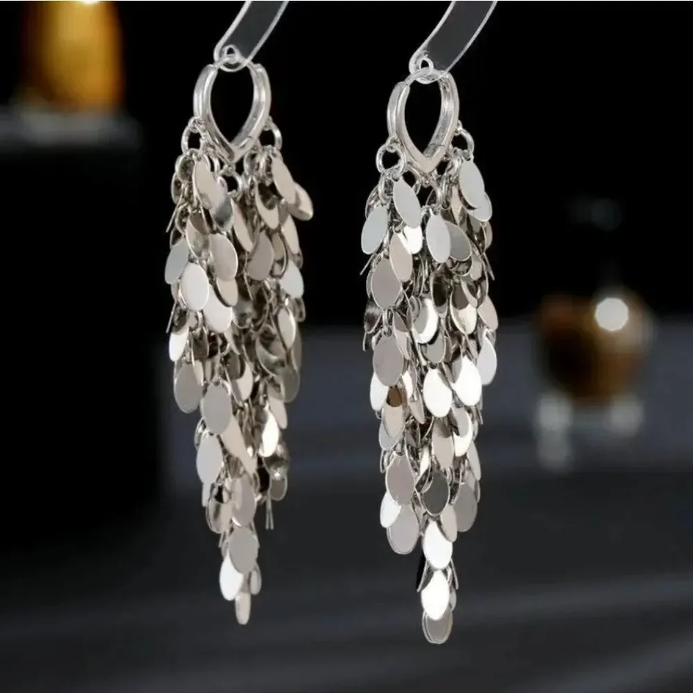 Luxury Silver Tassel Earrings